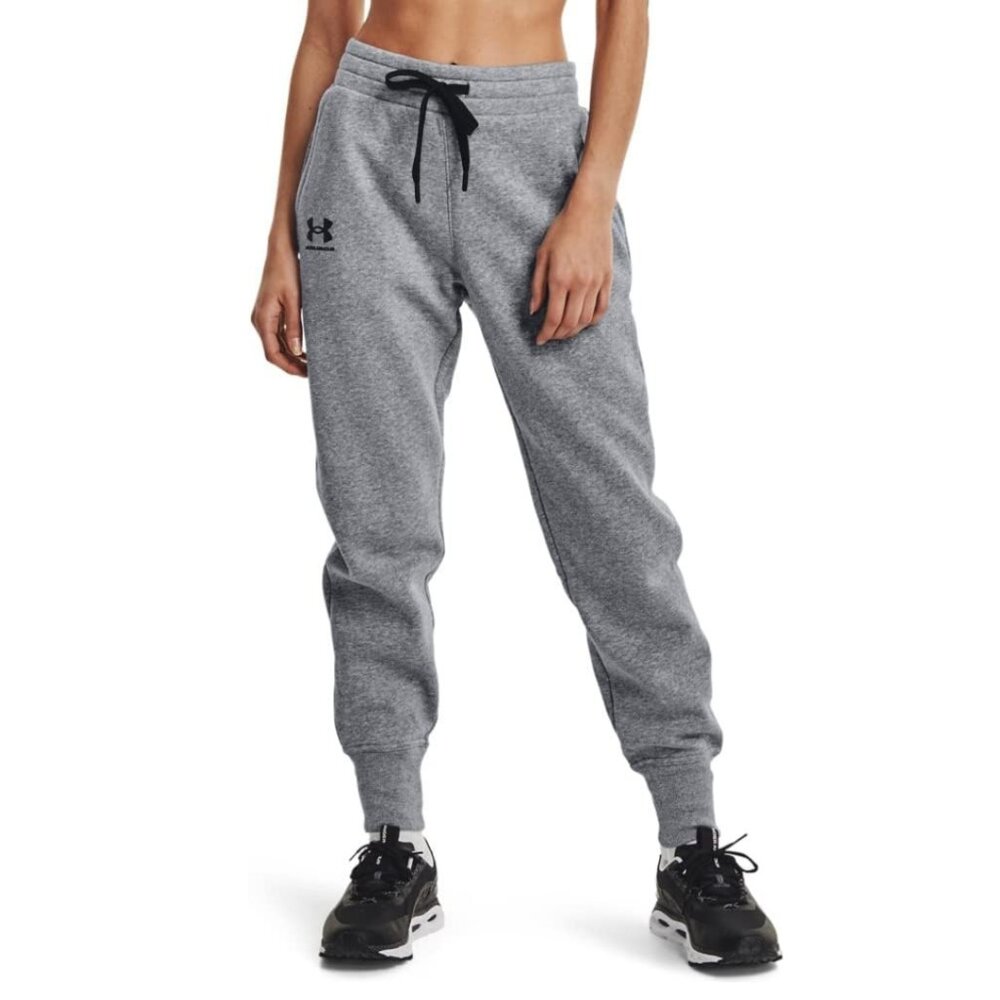 Under Armour Women's Rival Fleece Jogger Sweatpants, Heather Gray | Size Medium